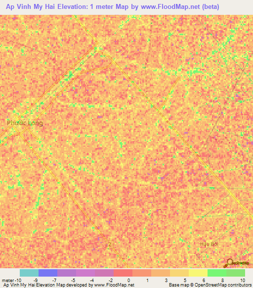 Ap Vinh My Hai,Vietnam Elevation Map