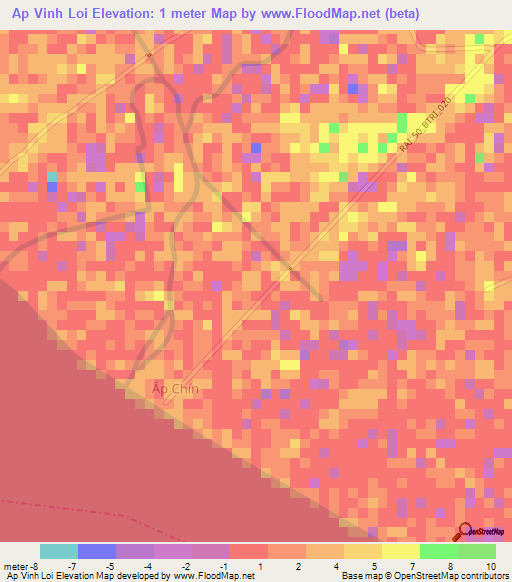 Ap Vinh Loi,Vietnam Elevation Map