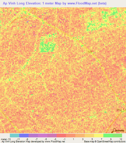 Ap Vinh Long,Vietnam Elevation Map