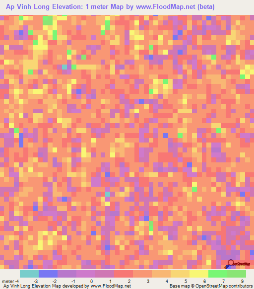 Ap Vinh Long,Vietnam Elevation Map