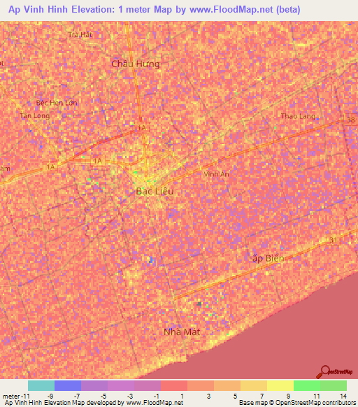 Ap Vinh Hinh,Vietnam Elevation Map