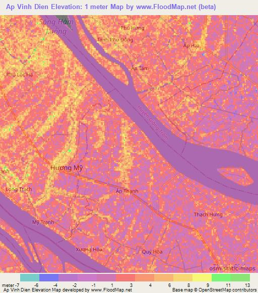 Ap Vinh Dien,Vietnam Elevation Map