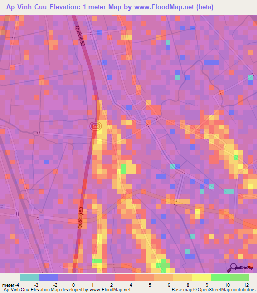 Ap Vinh Cuu,Vietnam Elevation Map