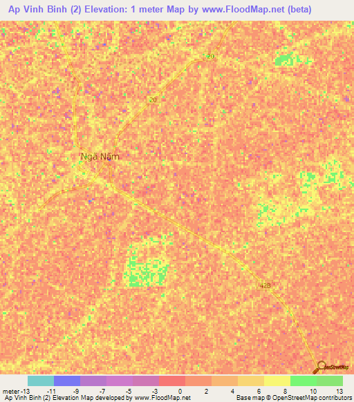 Ap Vinh Binh (2),Vietnam Elevation Map