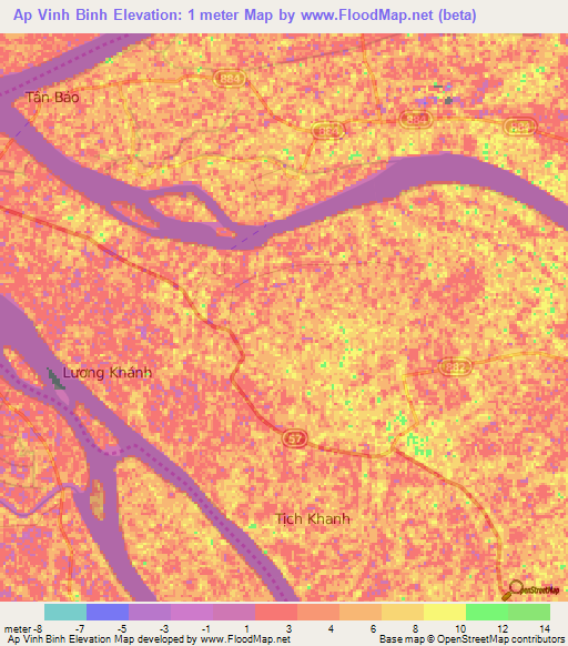 Ap Vinh Binh,Vietnam Elevation Map