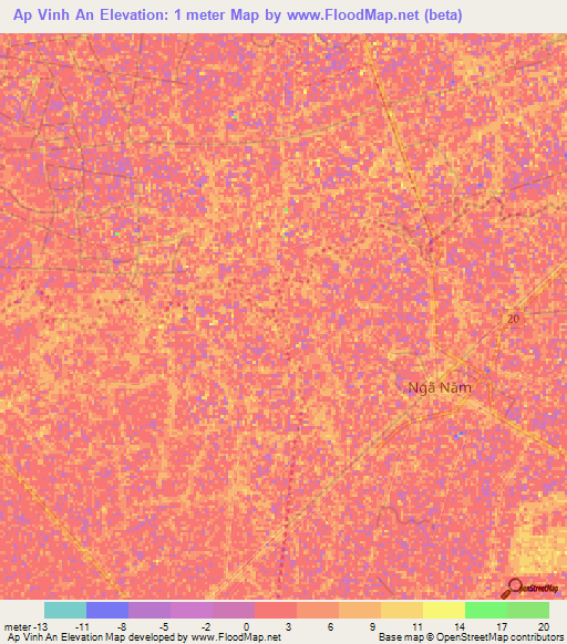 Ap Vinh An,Vietnam Elevation Map