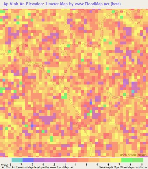 Ap Vinh An,Vietnam Elevation Map