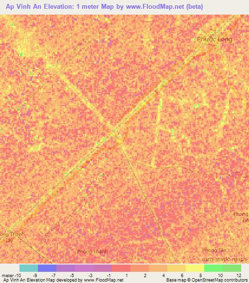 Ap Vinh An,Vietnam Elevation Map