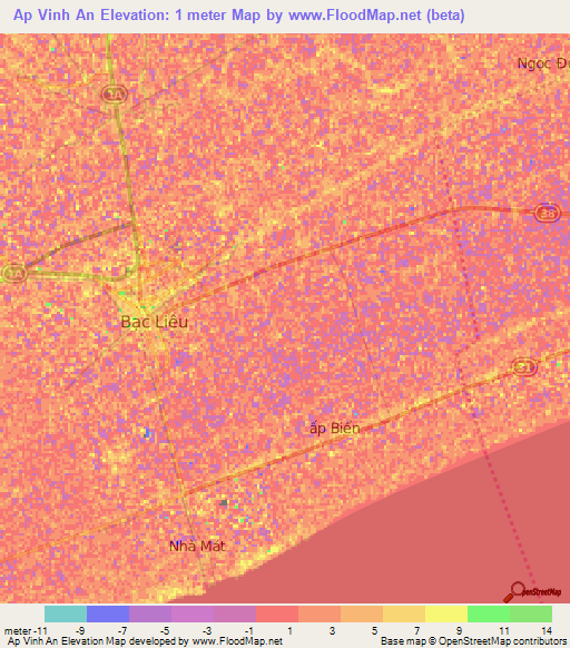 Ap Vinh An,Vietnam Elevation Map