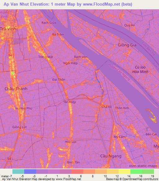 Ap Van Nhut,Vietnam Elevation Map