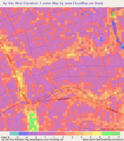 Ap Van Nhut,Vietnam Elevation Map