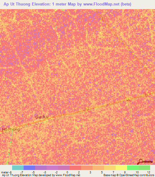 Ap Ut Thuong,Vietnam Elevation Map