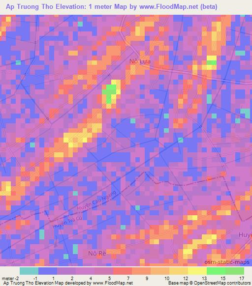 Ap Truong Tho,Vietnam Elevation Map