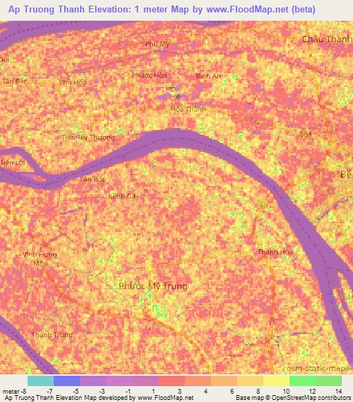 Ap Truong Thanh,Vietnam Elevation Map