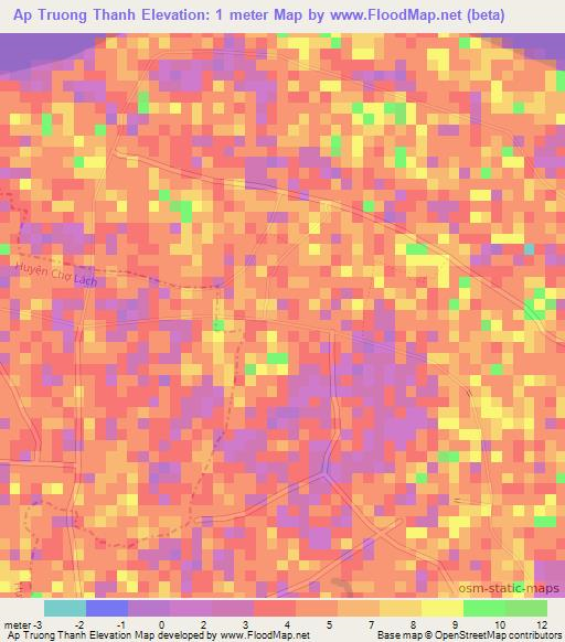 Ap Truong Thanh,Vietnam Elevation Map