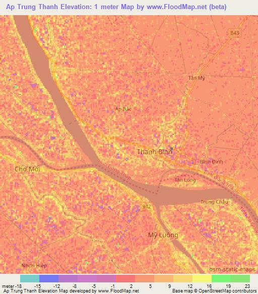 Ap Trung Thanh,Vietnam Elevation Map