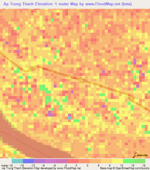 Ap Trung Thanh,Vietnam Elevation Map