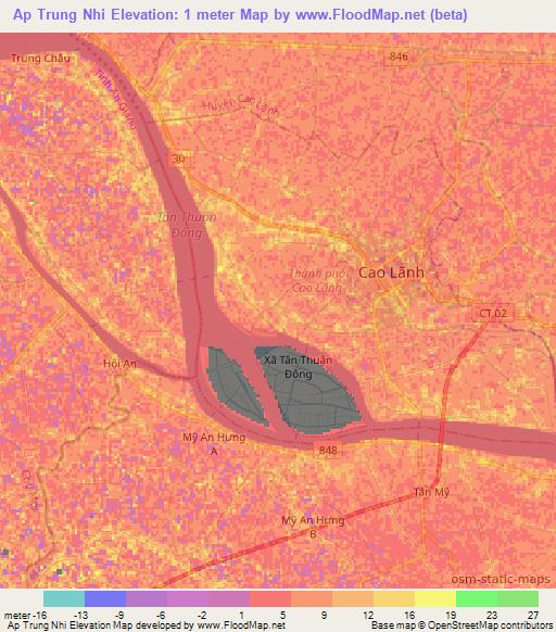 Ap Trung Nhi,Vietnam Elevation Map