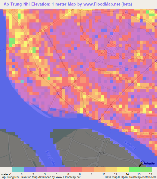 Ap Trung Nhi,Vietnam Elevation Map