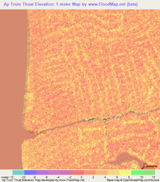 Ap Trum Thuat,Vietnam Elevation Map