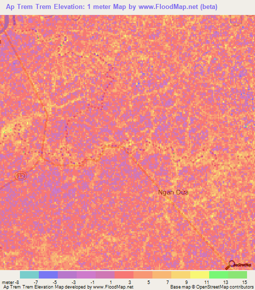 Ap Trem Trem,Vietnam Elevation Map