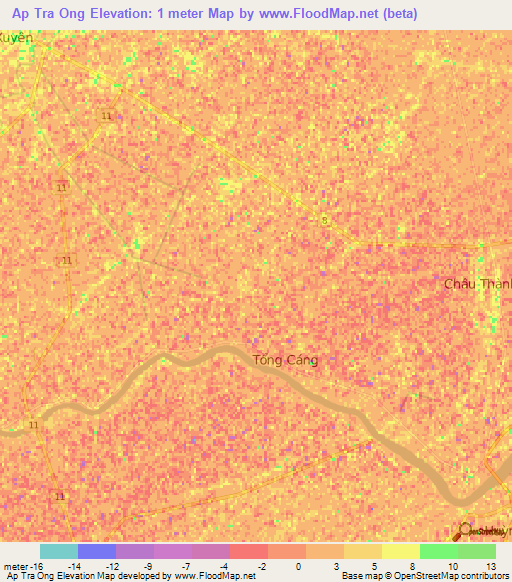 Ap Tra Ong,Vietnam Elevation Map