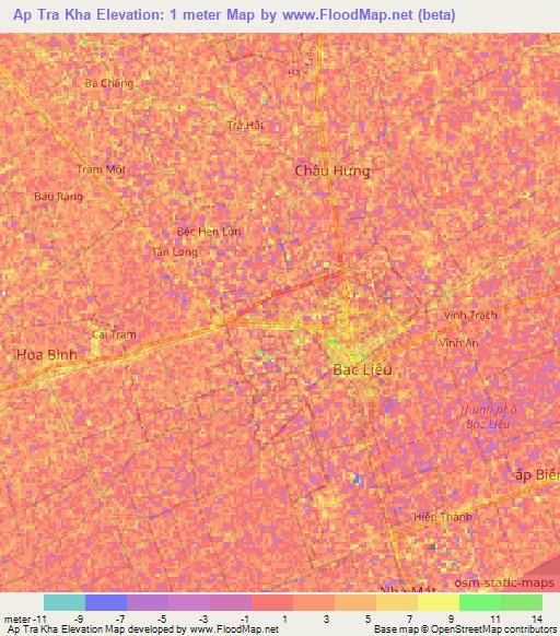 Ap Tra Kha,Vietnam Elevation Map