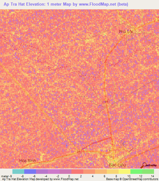 Ap Tra Hat,Vietnam Elevation Map