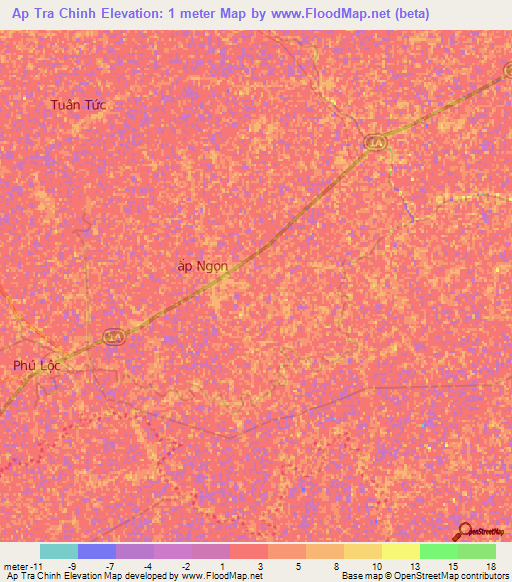 Ap Tra Chinh,Vietnam Elevation Map