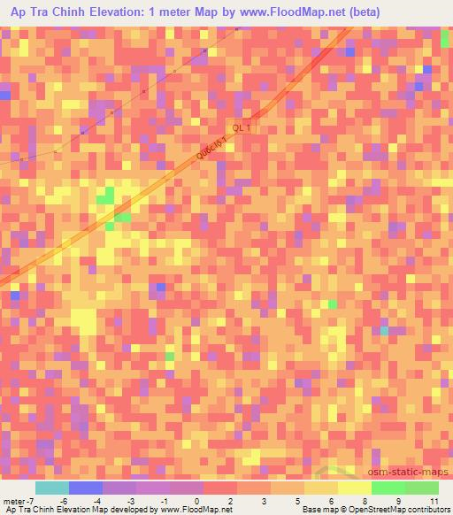 Ap Tra Chinh,Vietnam Elevation Map