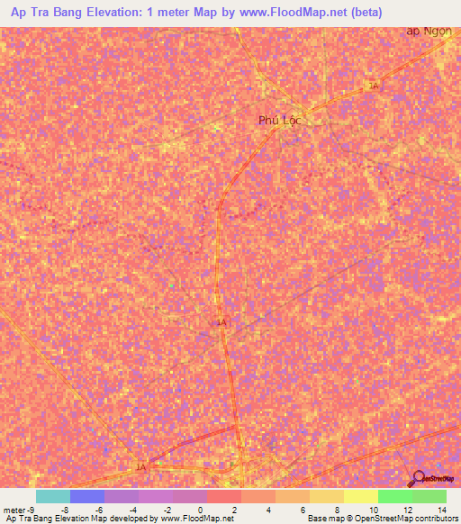 Ap Tra Bang,Vietnam Elevation Map