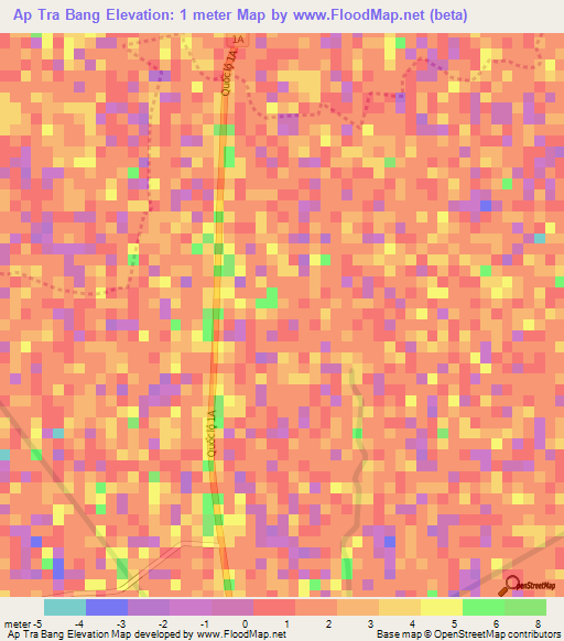 Ap Tra Bang,Vietnam Elevation Map