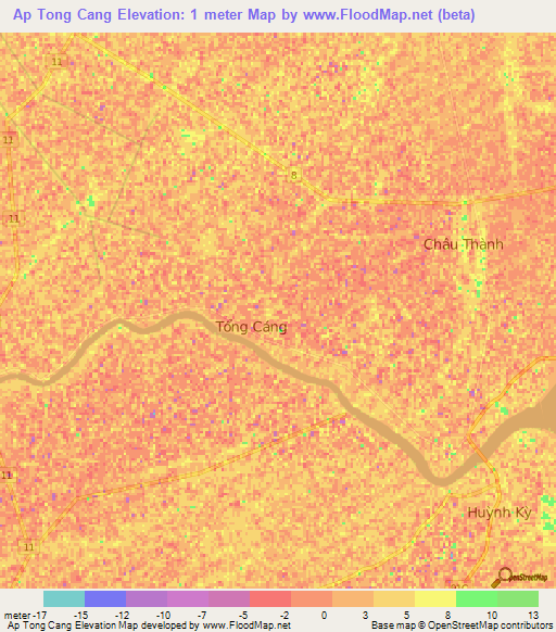 Ap Tong Cang,Vietnam Elevation Map