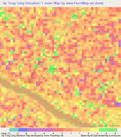 Ap Tong Cang,Vietnam Elevation Map