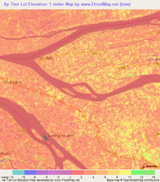 Ap Tien Loi,Vietnam Elevation Map