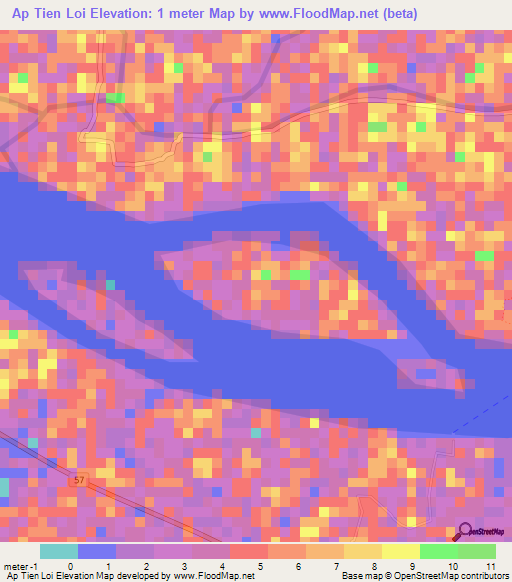 Ap Tien Loi,Vietnam Elevation Map