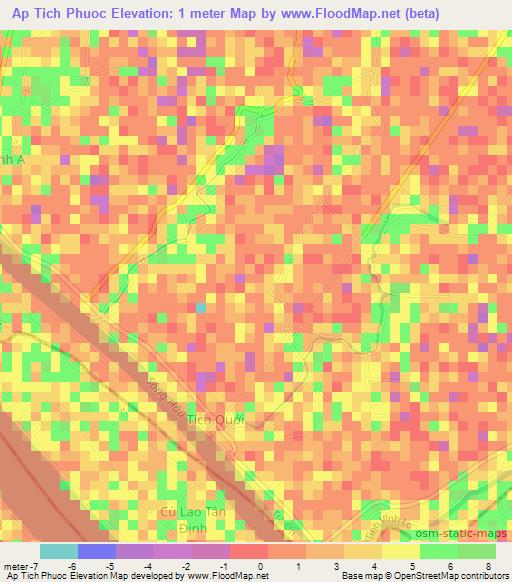 Ap Tich Phuoc,Vietnam Elevation Map