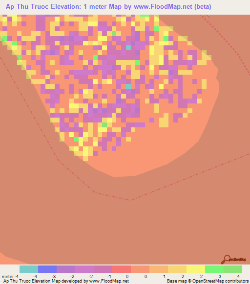 Ap Thu Truoc,Vietnam Elevation Map