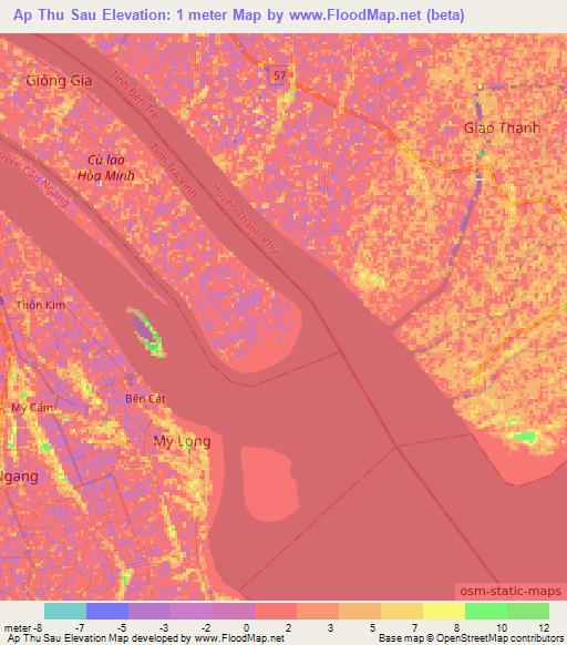 Ap Thu Sau,Vietnam Elevation Map