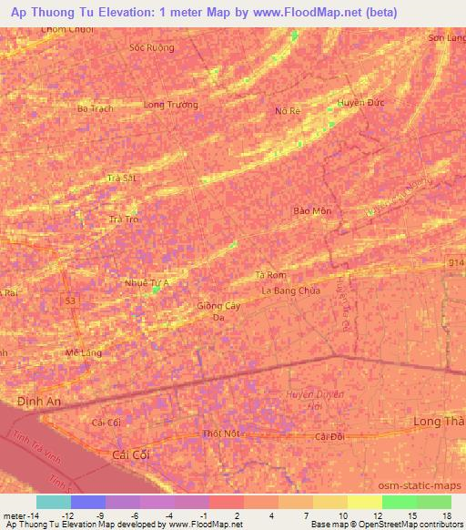 Ap Thuong Tu,Vietnam Elevation Map