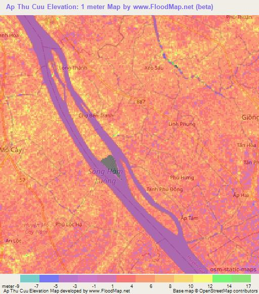 Ap Thu Cuu,Vietnam Elevation Map