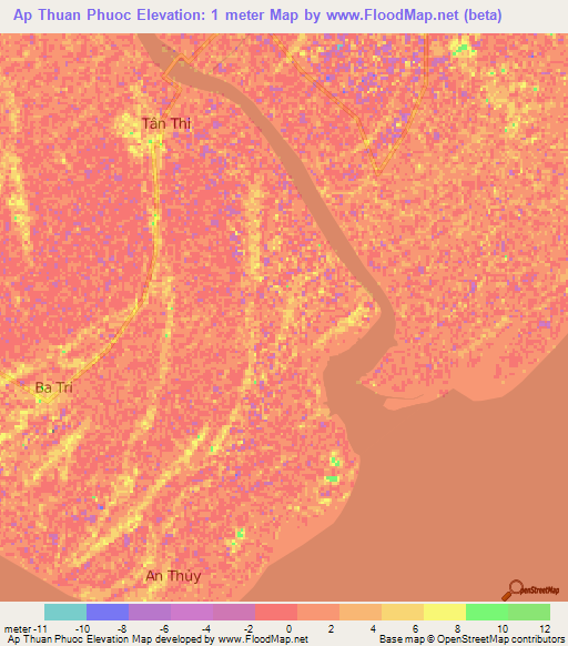 Ap Thuan Phuoc,Vietnam Elevation Map