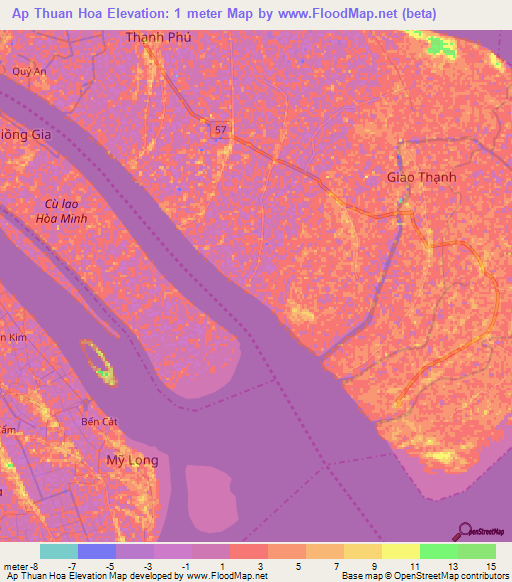 Ap Thuan Hoa,Vietnam Elevation Map