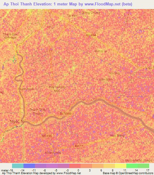 Ap Thoi Thanh,Vietnam Elevation Map