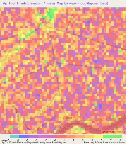 Ap Thoi Thanh,Vietnam Elevation Map