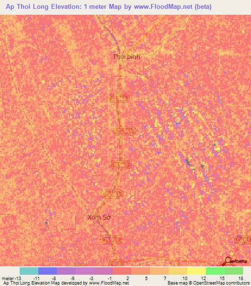 Ap Thoi Long,Vietnam Elevation Map