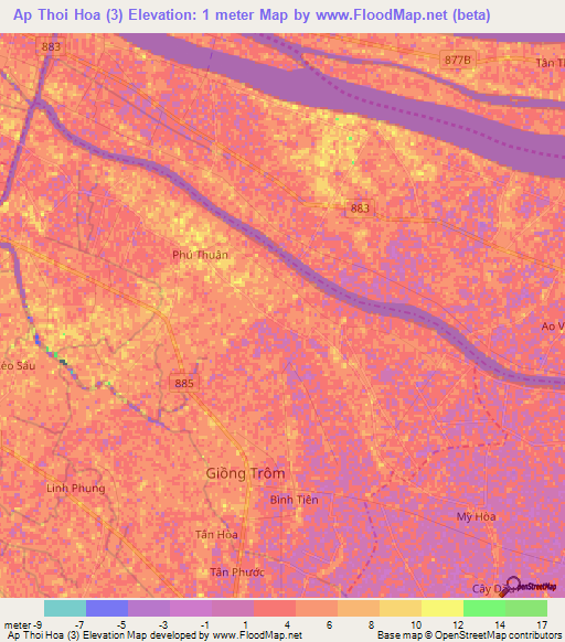 Ap Thoi Hoa (3),Vietnam Elevation Map