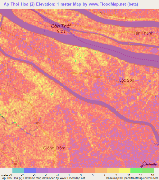 Ap Thoi Hoa (2),Vietnam Elevation Map