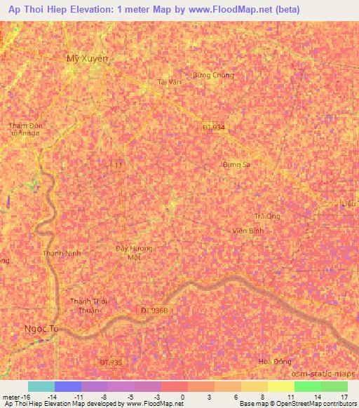 Ap Thoi Hiep,Vietnam Elevation Map