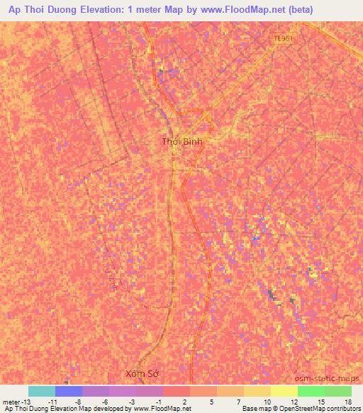 Ap Thoi Duong,Vietnam Elevation Map